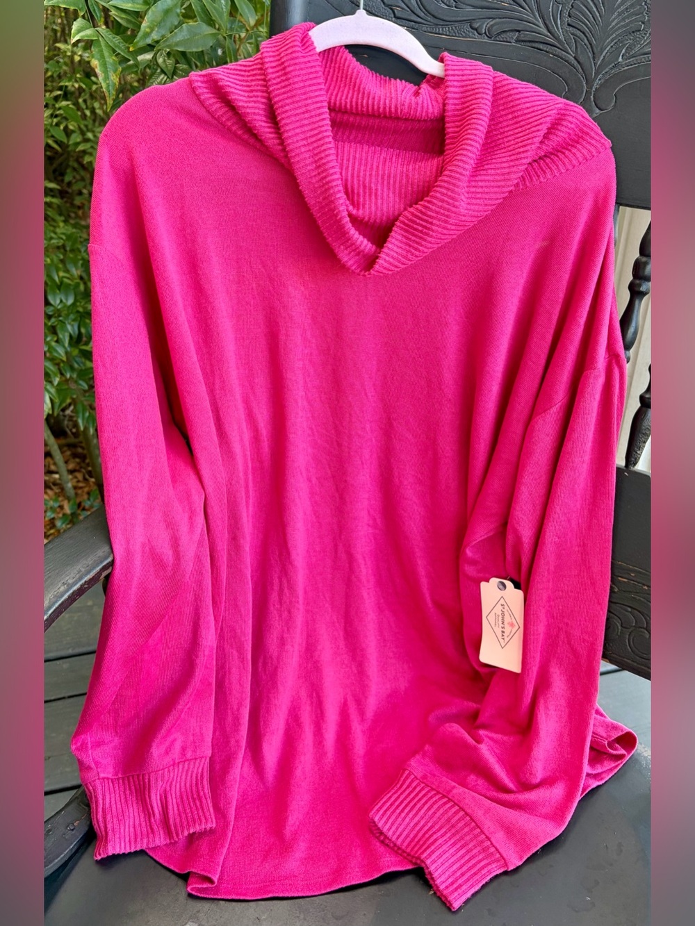 NWT ST. JOHN’S BAY Women's Hot Pink Cowl Neck Sweater